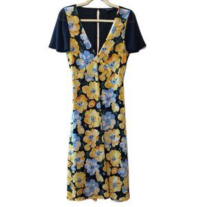 Club‎ Monaco Coran Flutter Sleeve cut out back Floral Maxi Dress Women's Size 4